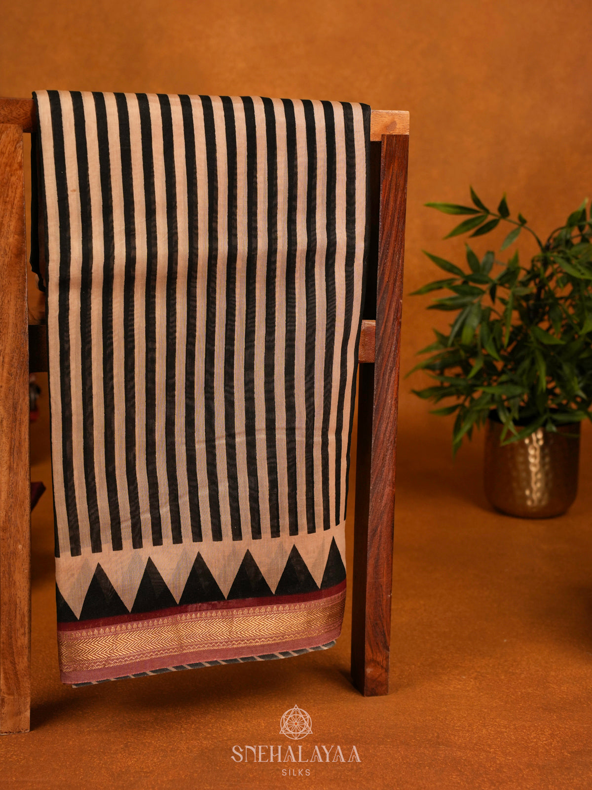 Beige Chanderi Saree