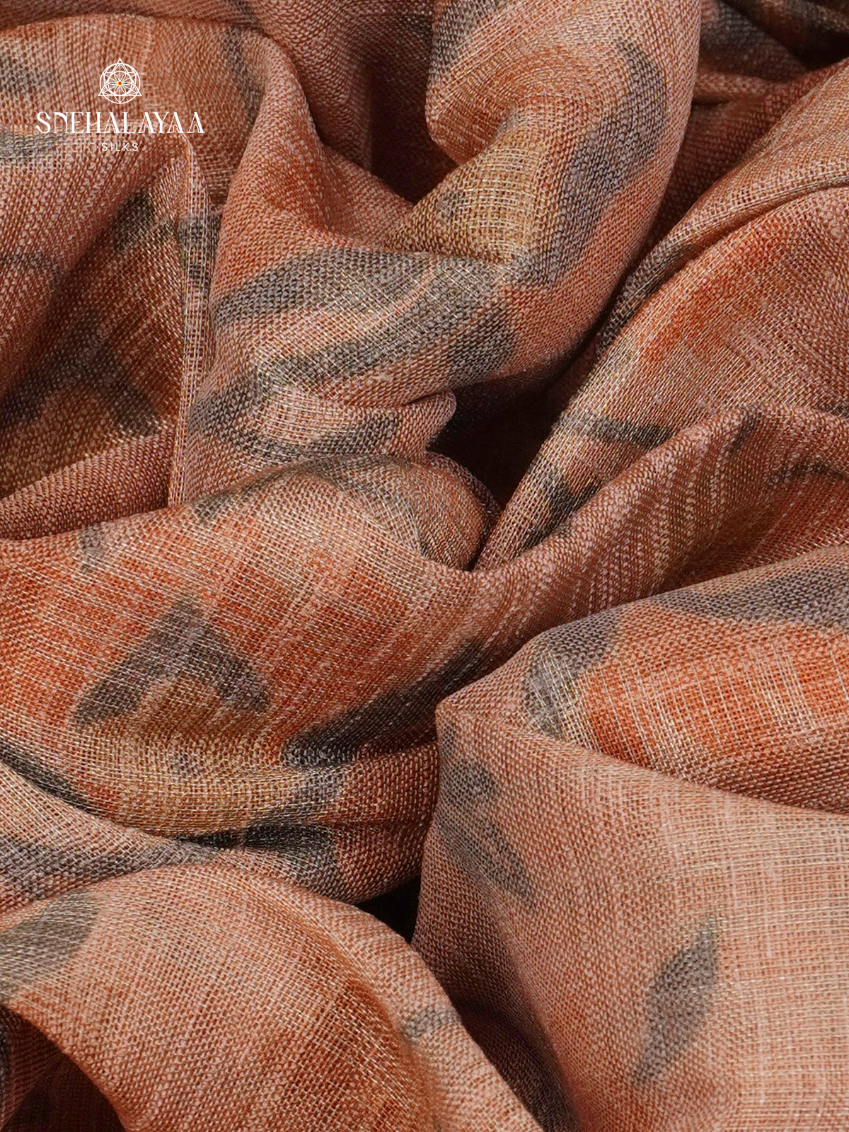 Pale Orange With Pink Border Linen Tissue Saree