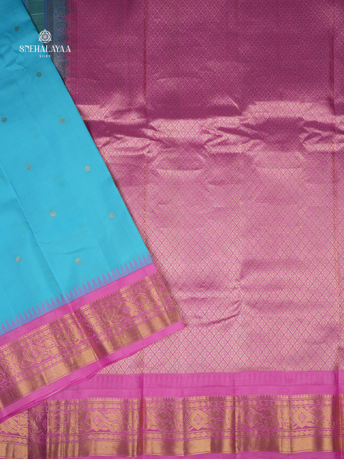 Sky Blue Gadwal Silk Saree