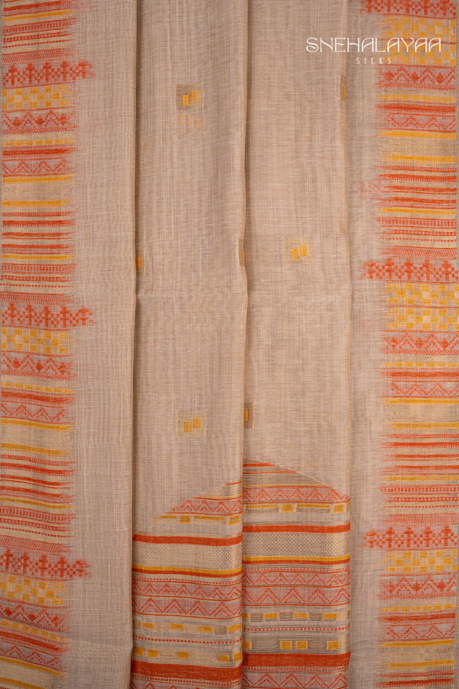 Beige Munga Cotton Saree