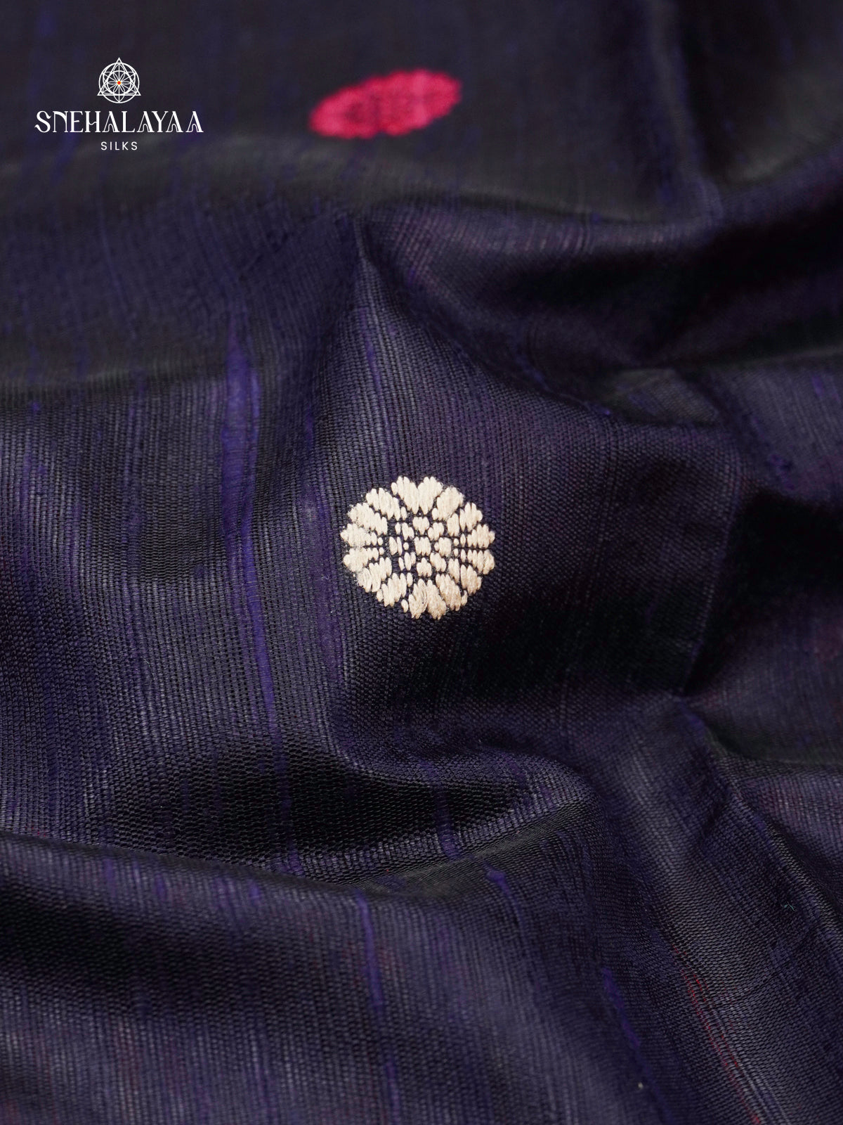 Navy Blue Dupion Silk Saree