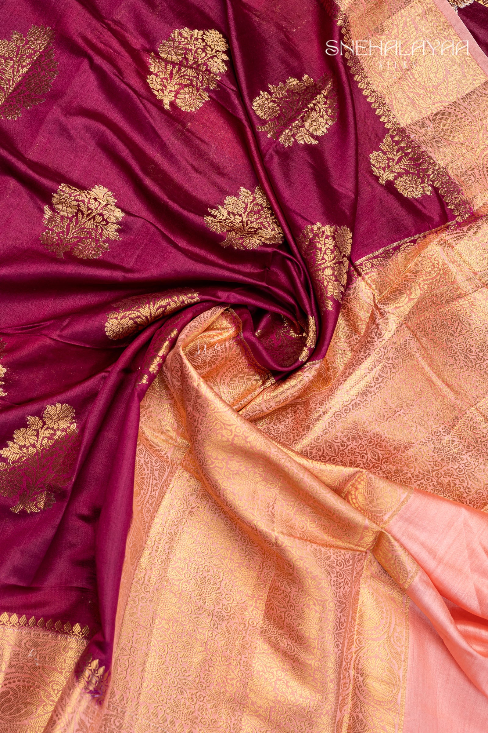 Boysenberry Banaras Dupion Silk Saree