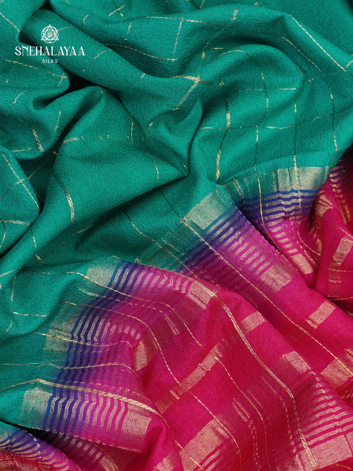Teal Green Mysore Silk Saree