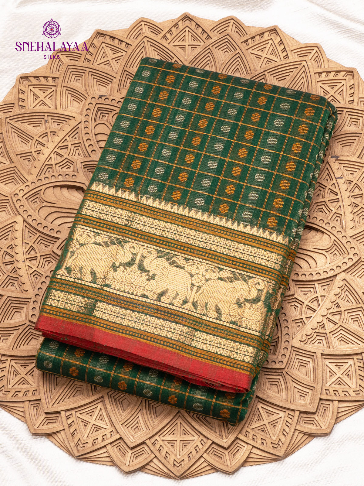 Bottle Green Pure Kanchi Cotton Saree