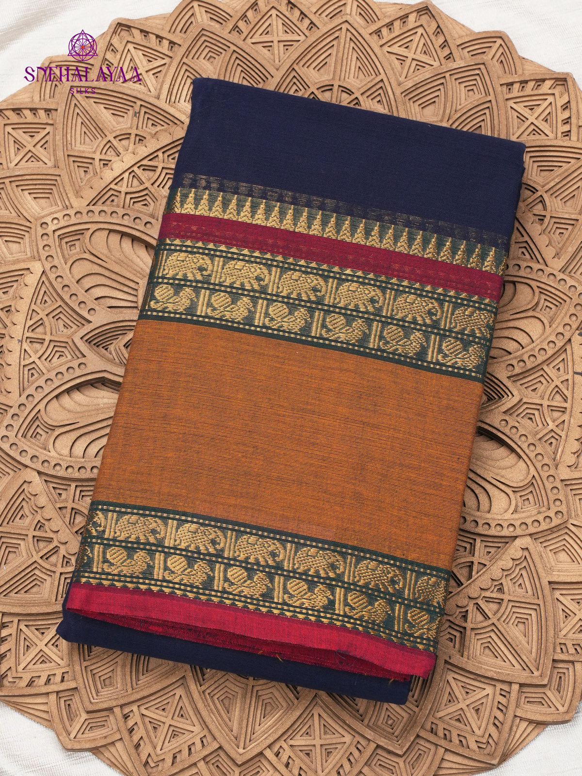 Navy Blue Chettinad Cotton Saree