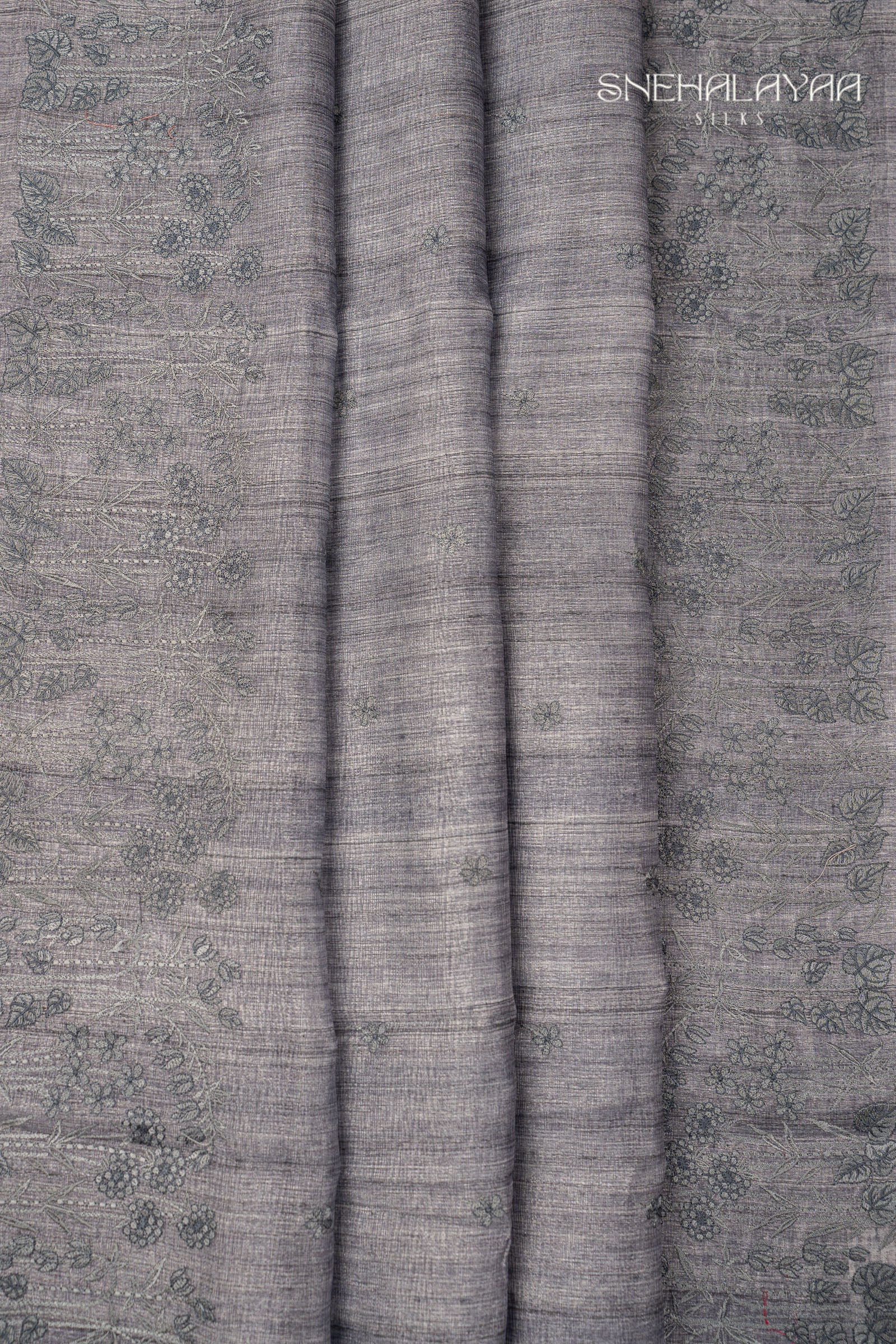 Silver Grey Linen Kota Saree
