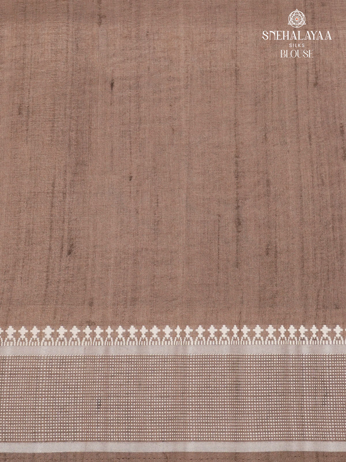 Brown Floral Printed Tussar Saree