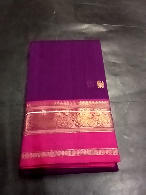 Purple Pure Kanchi Cotton Saree