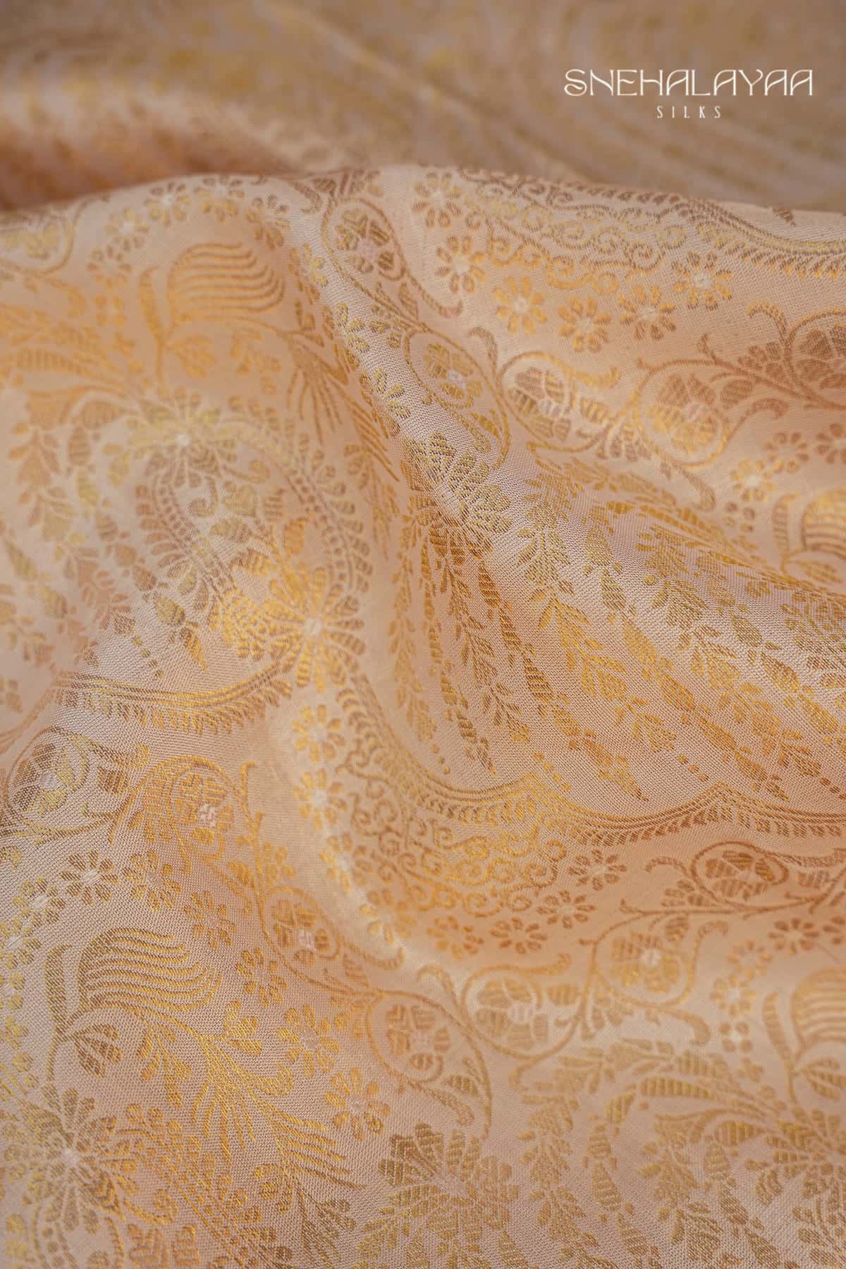 Cream Kancheevaram Wedding Silk Saree