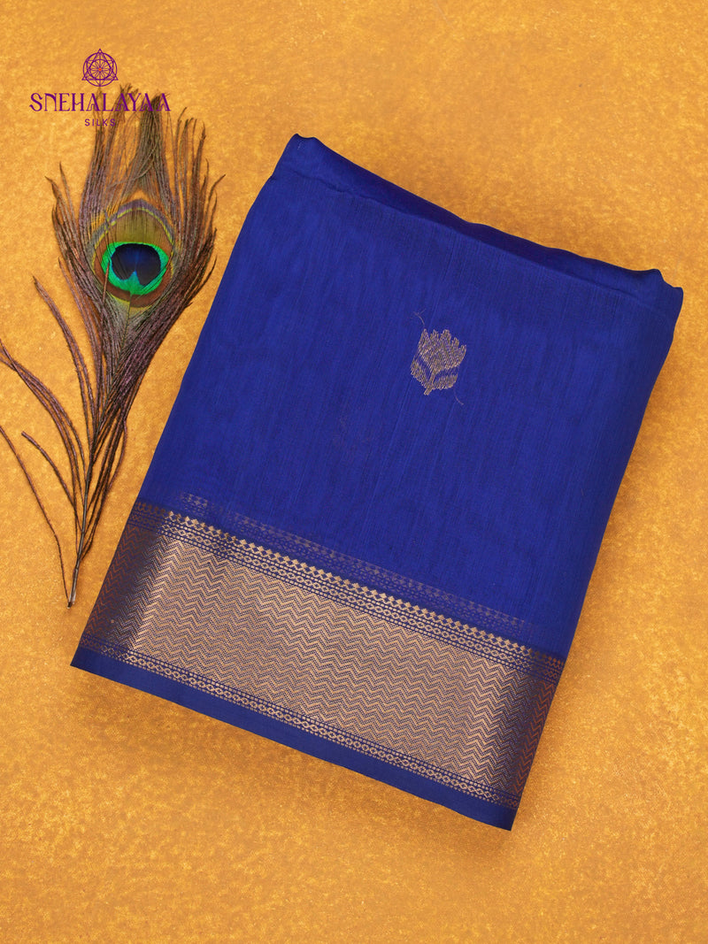 Royal Blue Maheshwari Silk Cotton Saree
