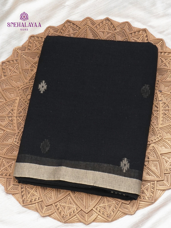 Black Sambalpuri Cotton Saree