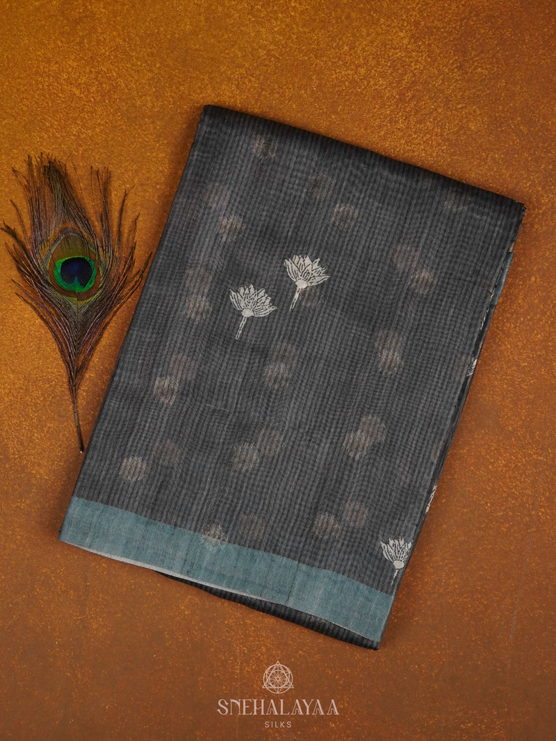 Black Munga Tussar Saree