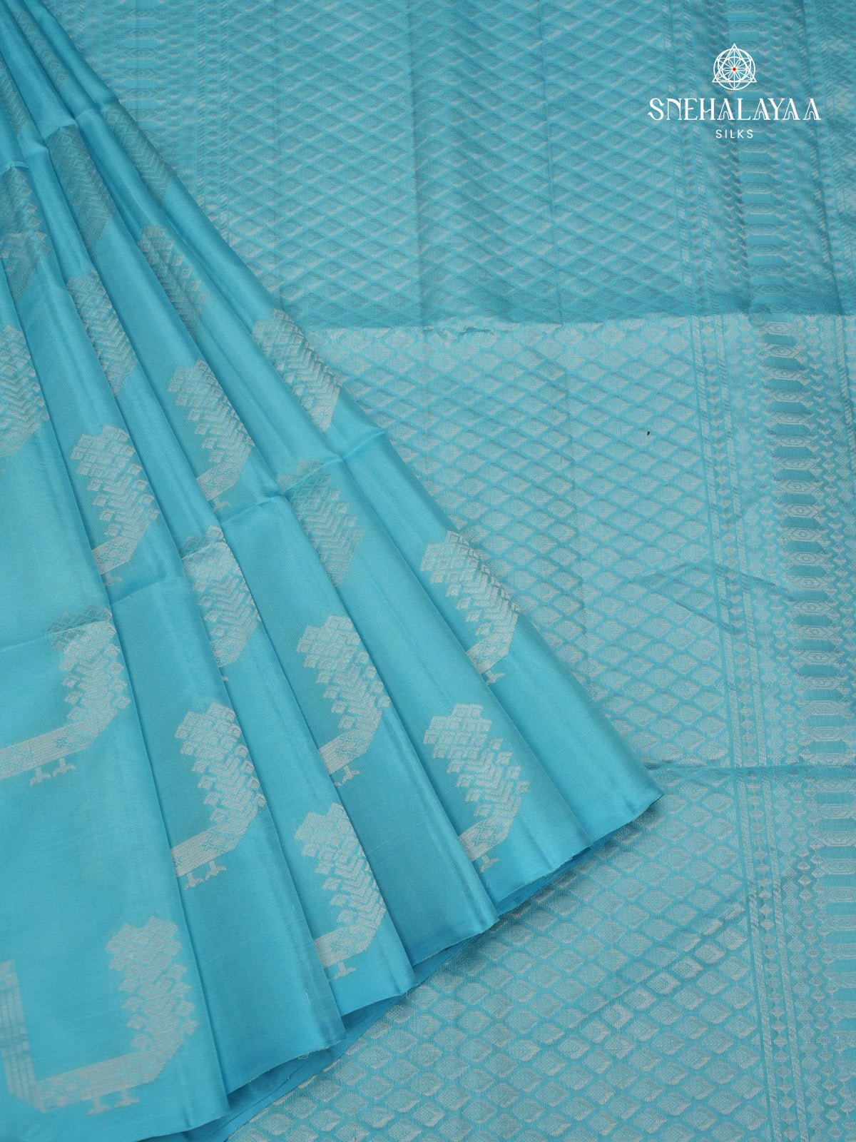 Sky Blue Kanjvaram Soft Silk Saree