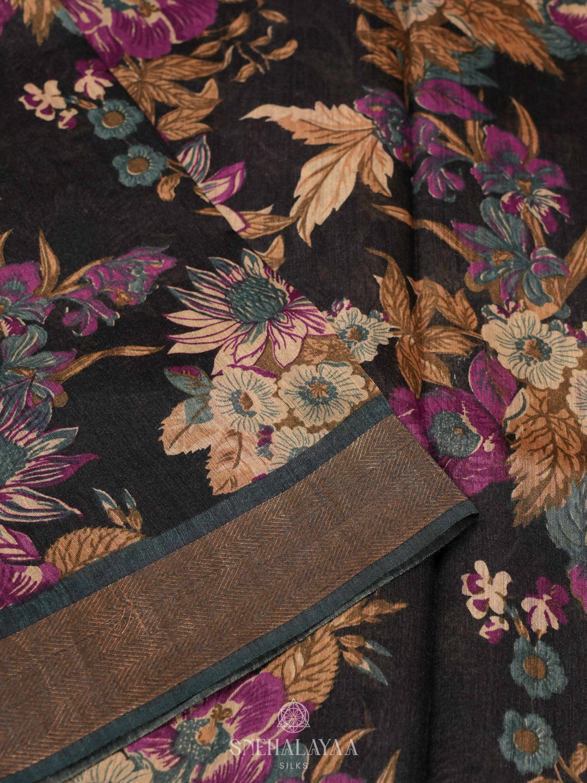 Black Chanderi Saree