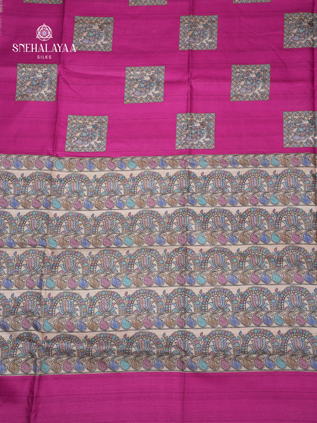 Pink Madhubani Printed Saree