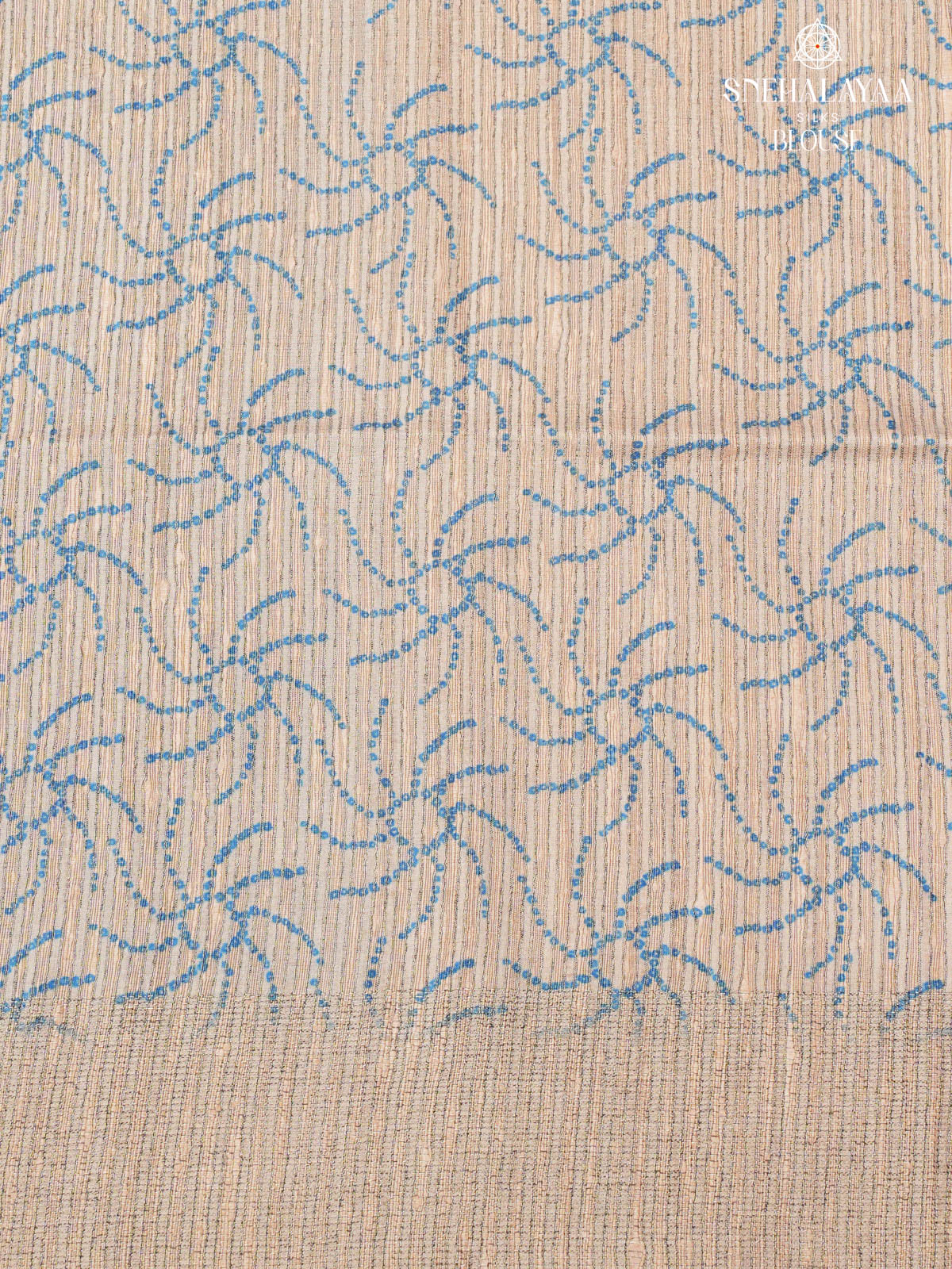 Royal Blue Printed Tussar Saree