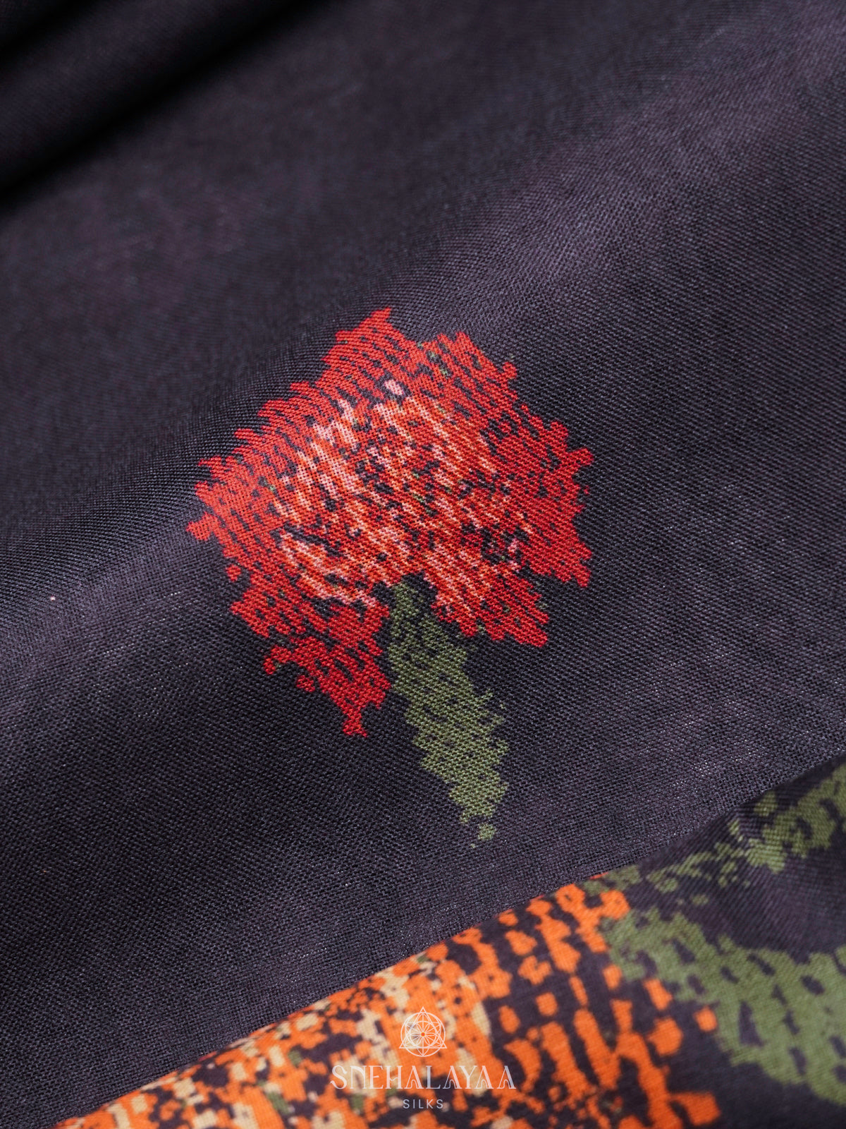 Navy Blue Tussar Saree