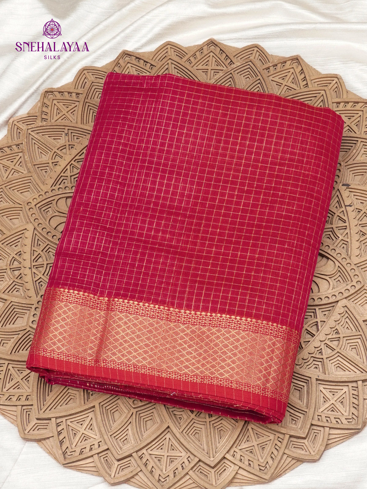 Magenta Maheshwari Silk Cotton Saree