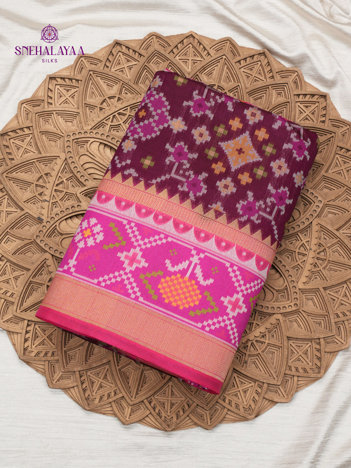 Burgundy Ikat Saree