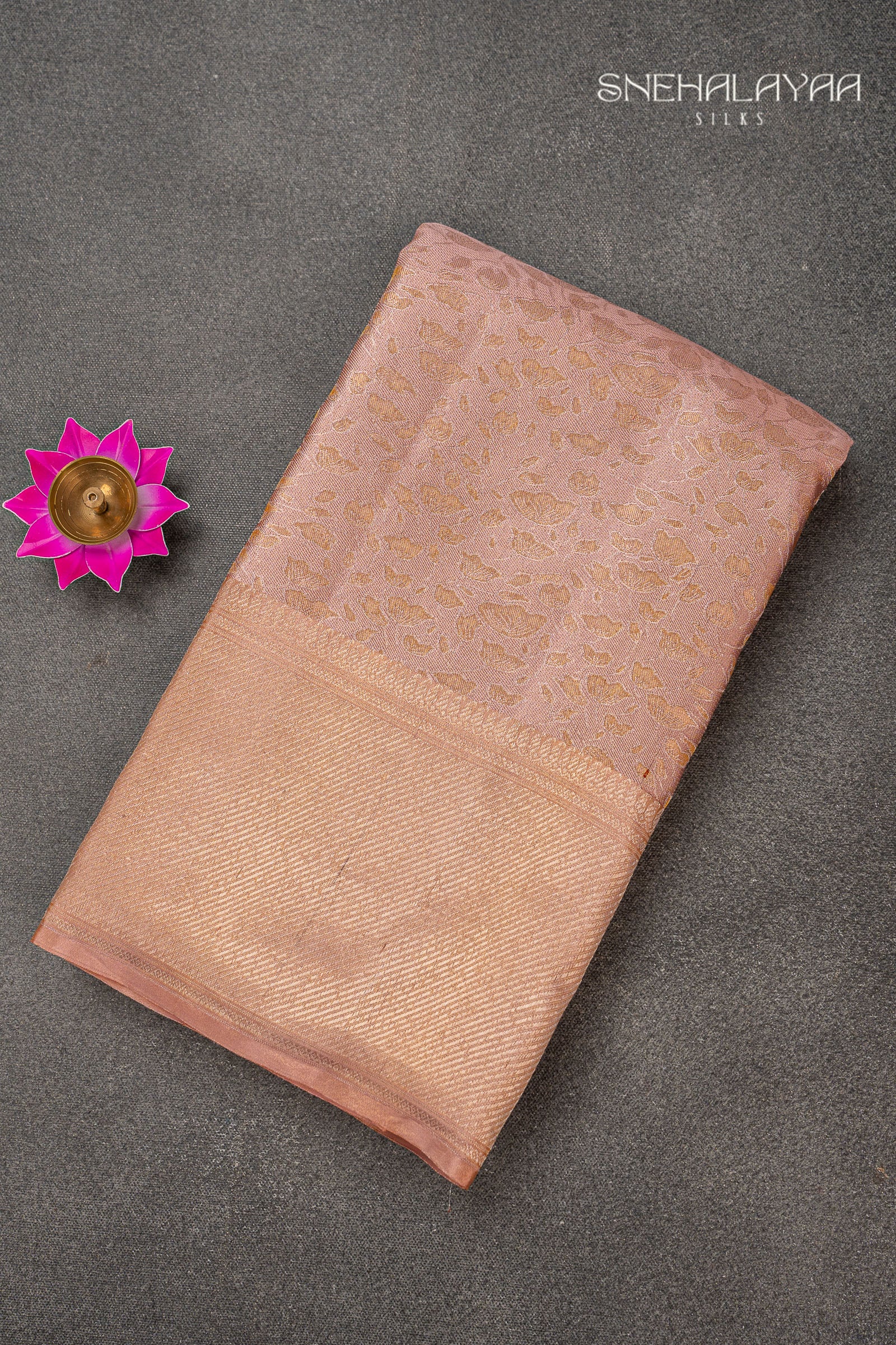Peach Pink Kancheevaram Silk Saree
