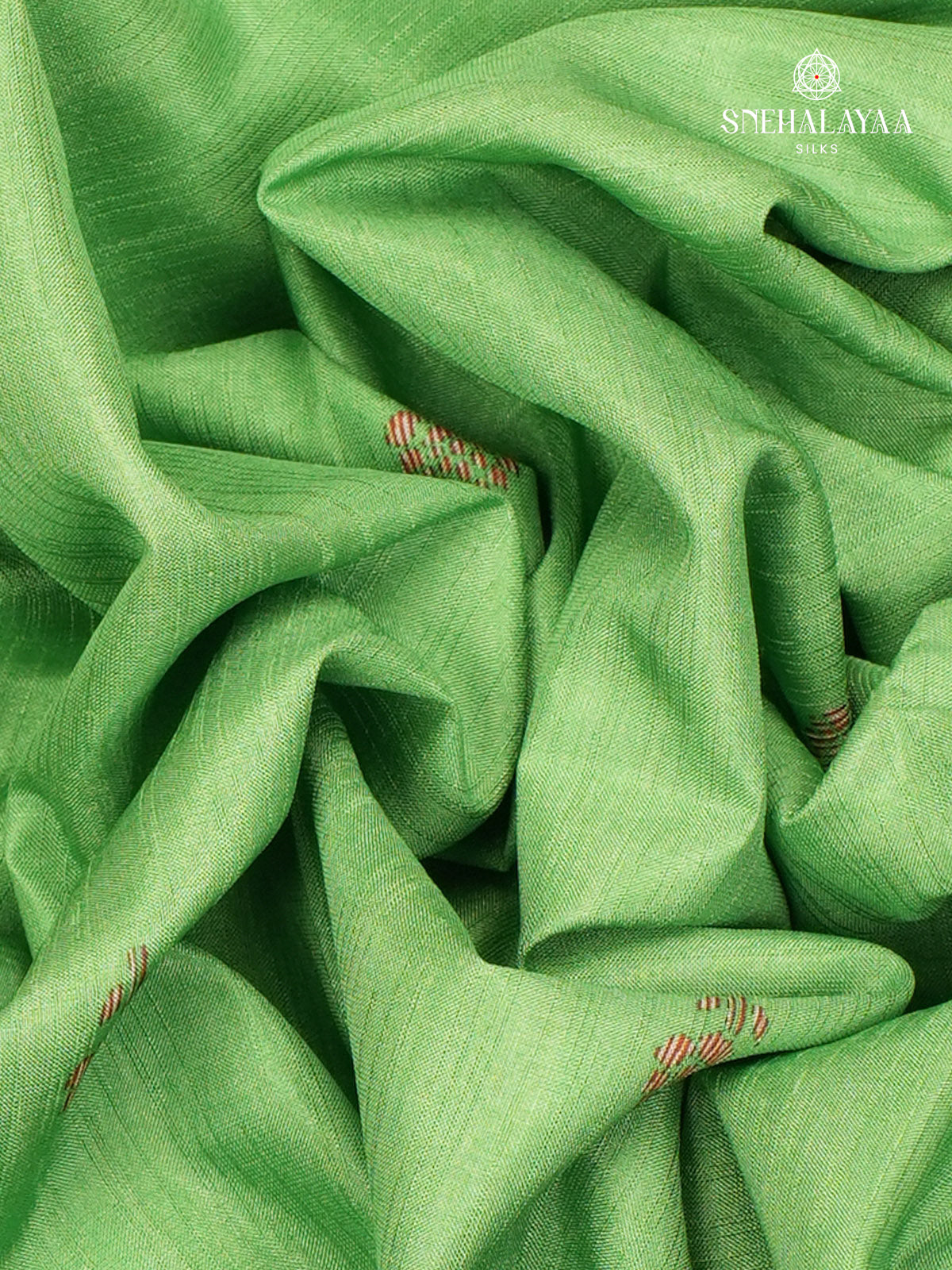 Pista Green Tussar Embroidery Saree