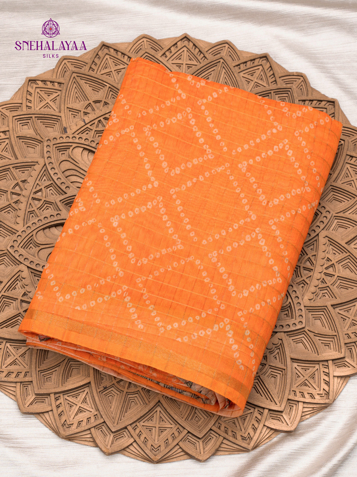 Peach Madhubani Saree