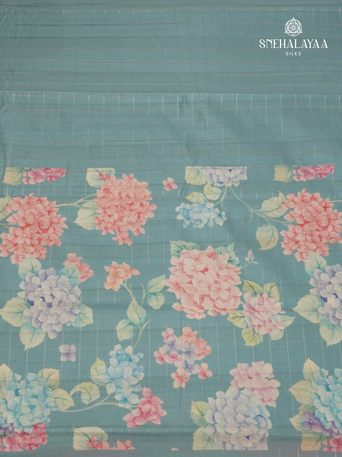 Teal Blue Tussar Saree