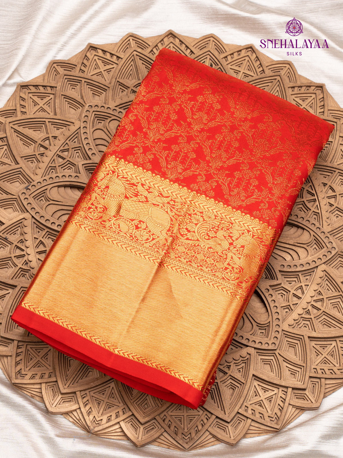 Rust Orange Kanjivaram Silk Saree