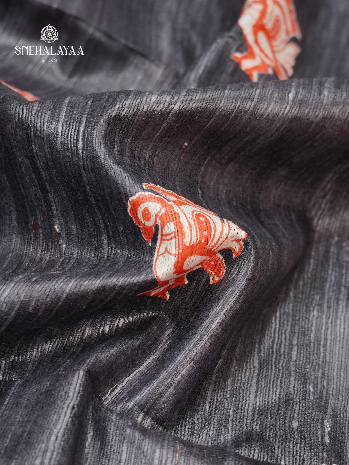 Black Madhubani Printed Saree