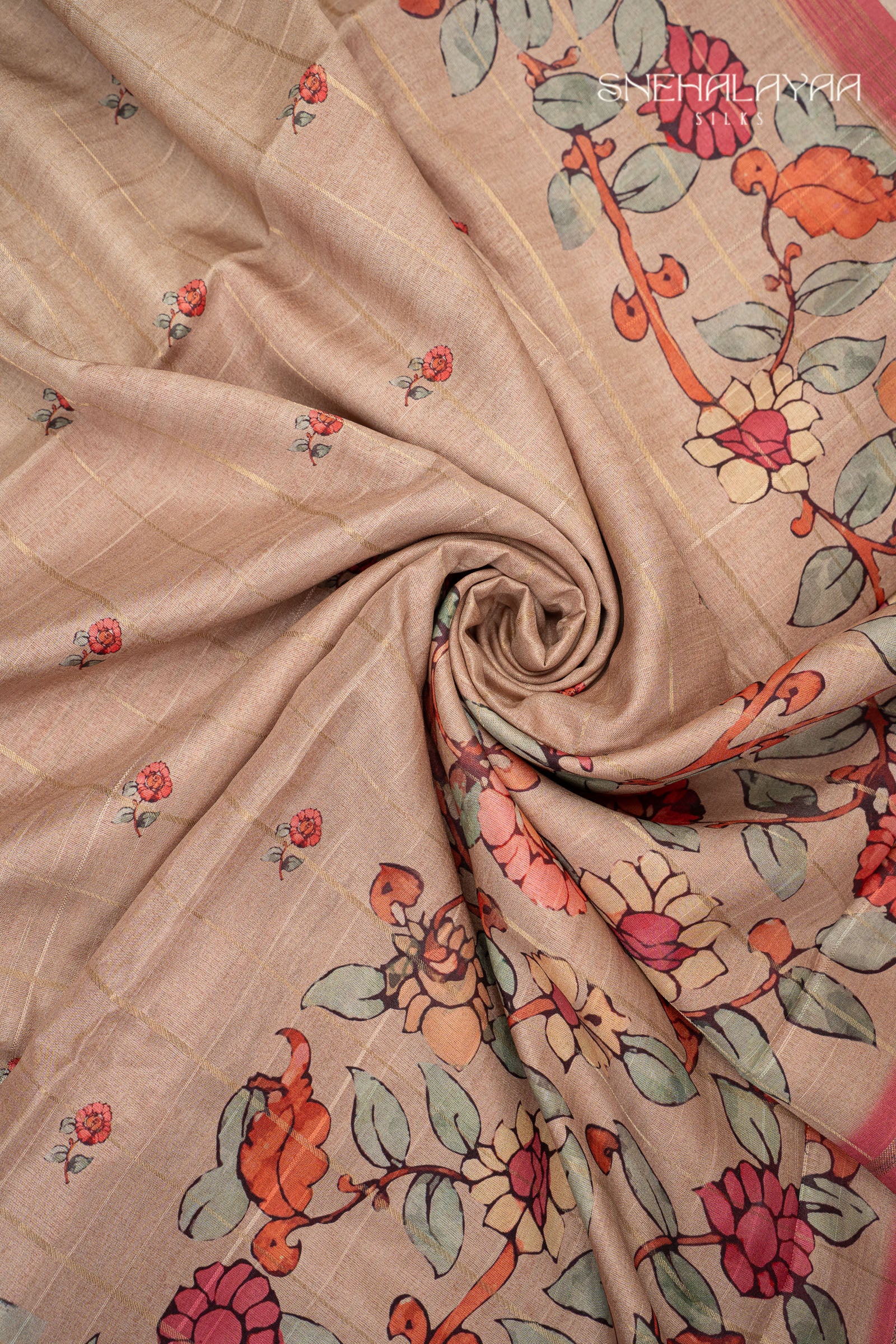 Beige Semi Tussar Saree