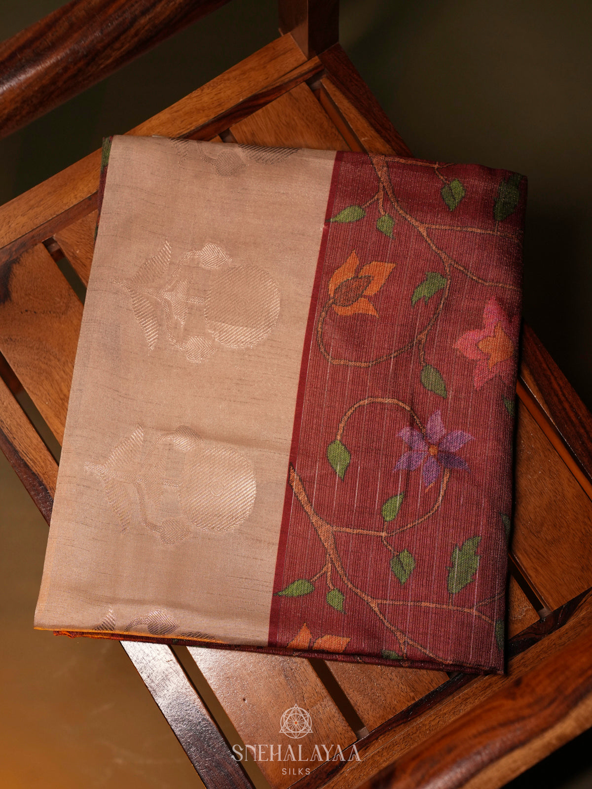 Maroon Linen Tussar Saree