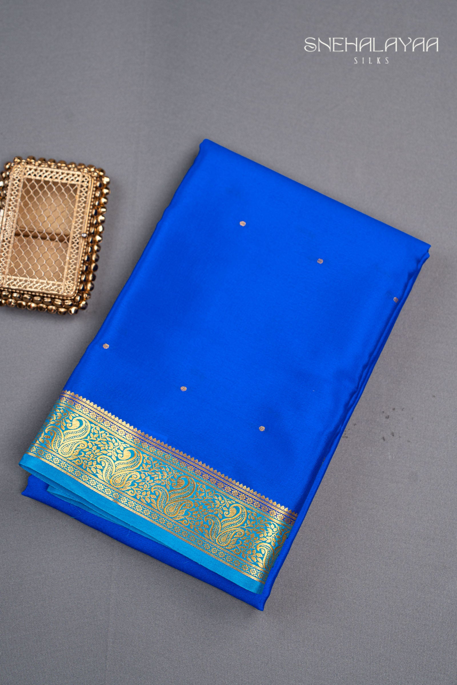 Blue Mysore Crepe Silk Saree