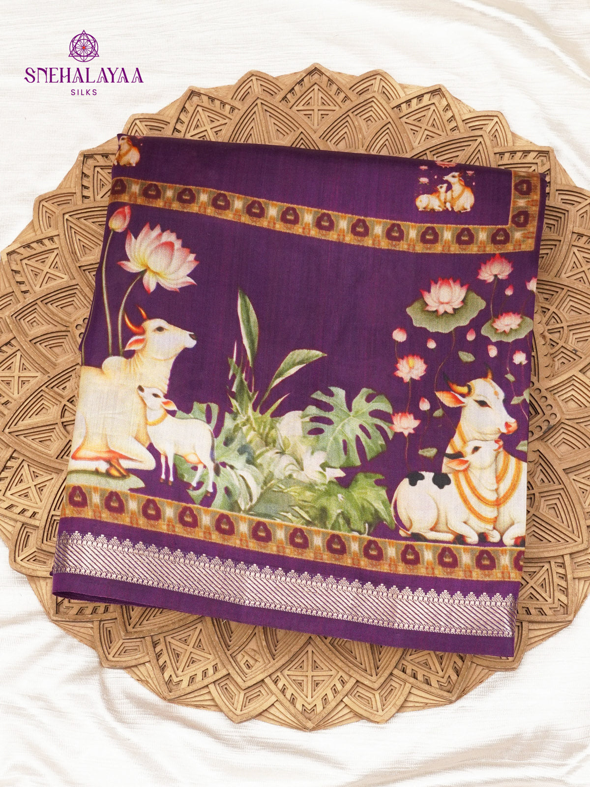 Purple Chiniya Silk Saree