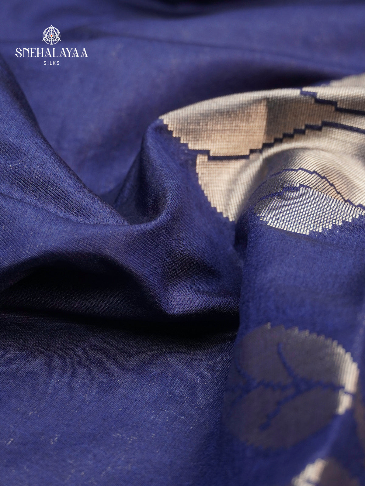 Navy Blue Banaras Silk Saree