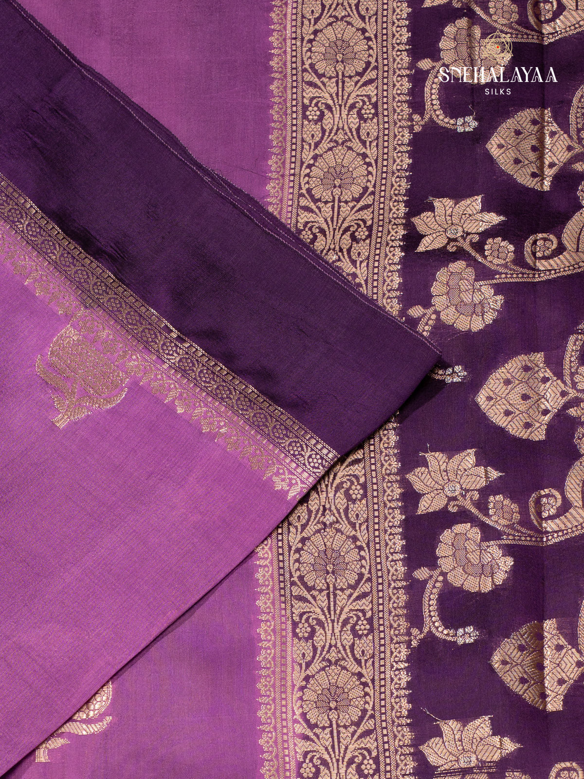Lilac Purple Banaras Dupion Saree