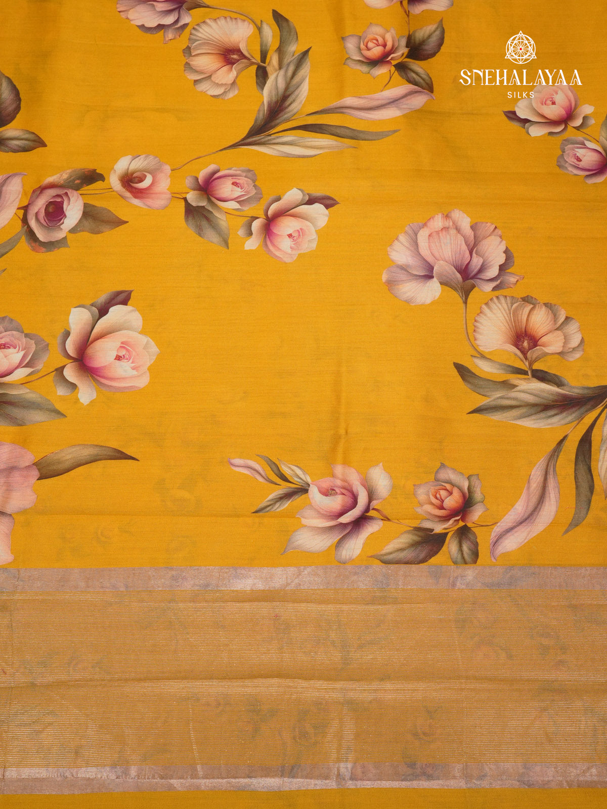 Yellow Chiniya Silk Saree