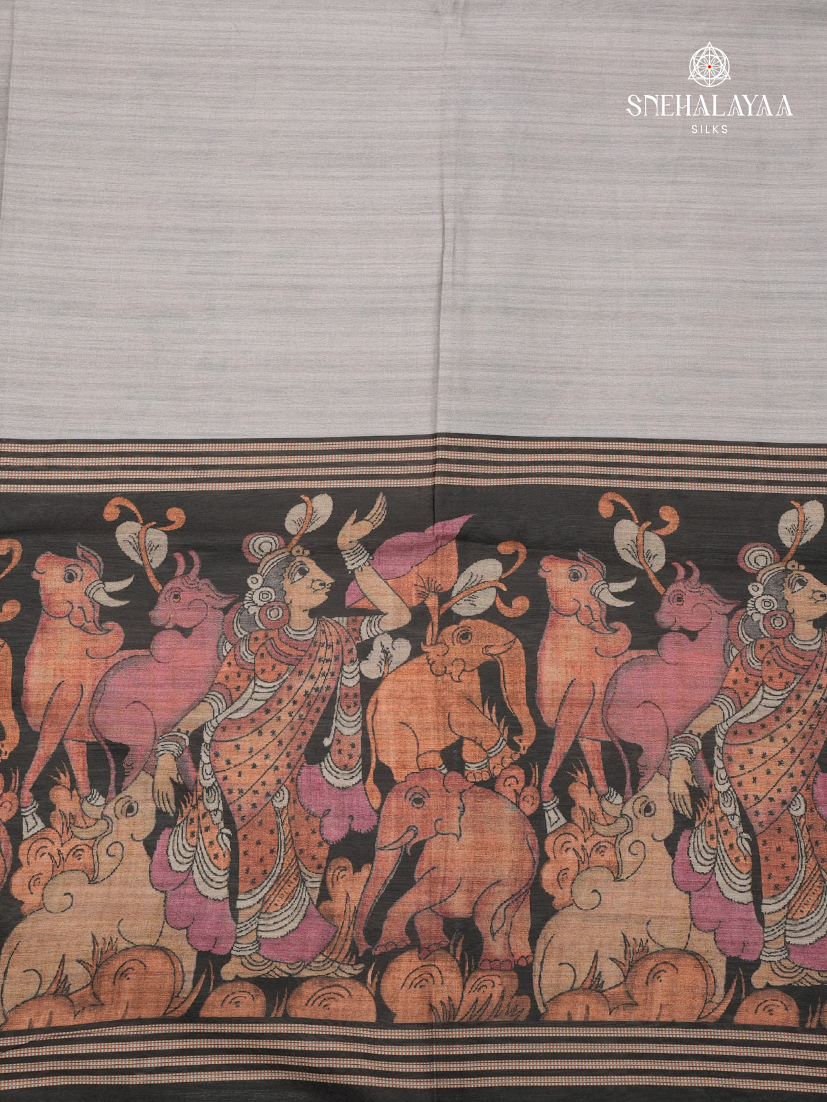 Grey Kalamkari Tussar Saree