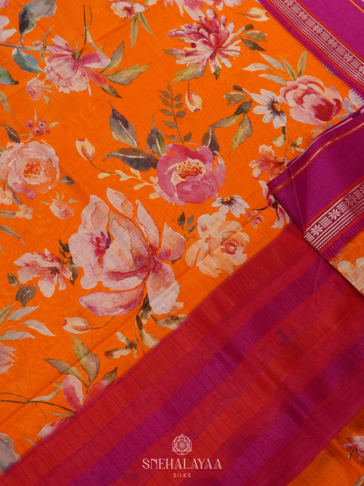 Orange Chanderi Saree