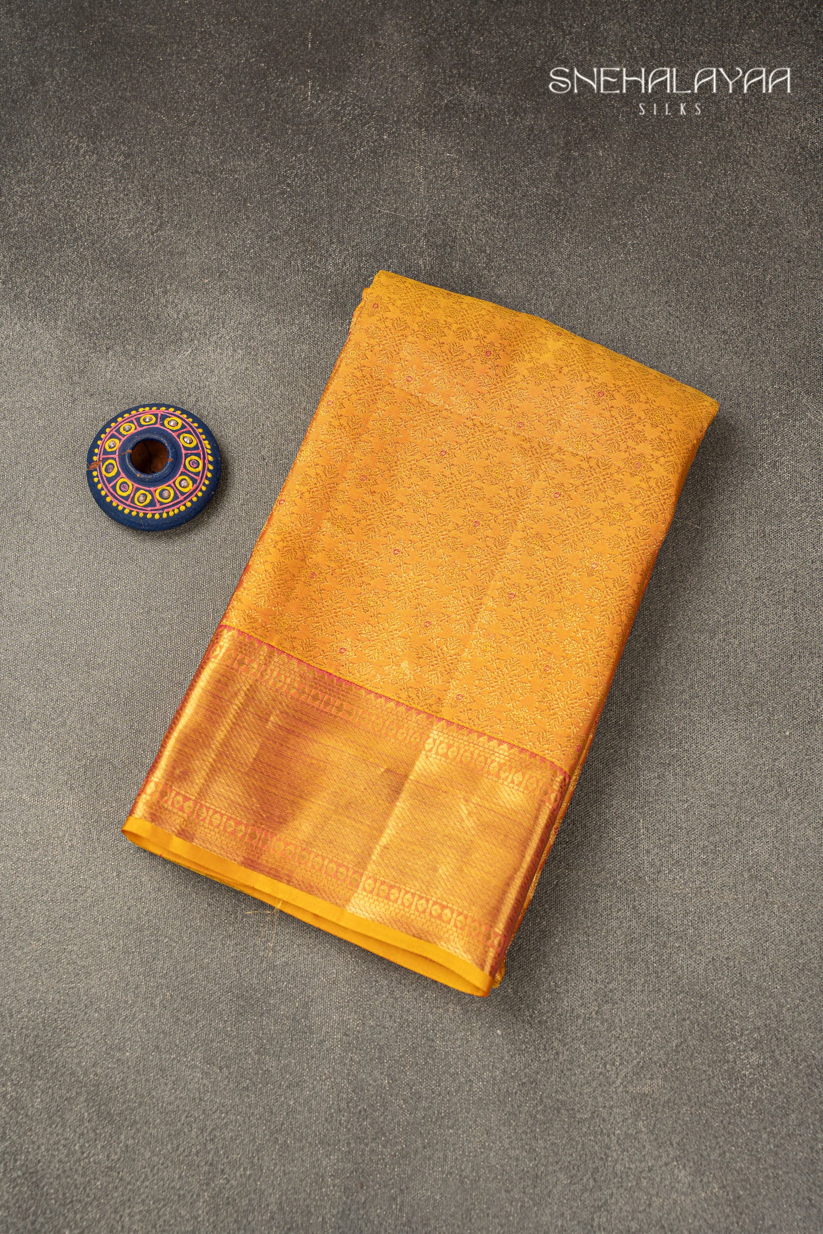 Golden Yellow Kancheevaram Silk Saree