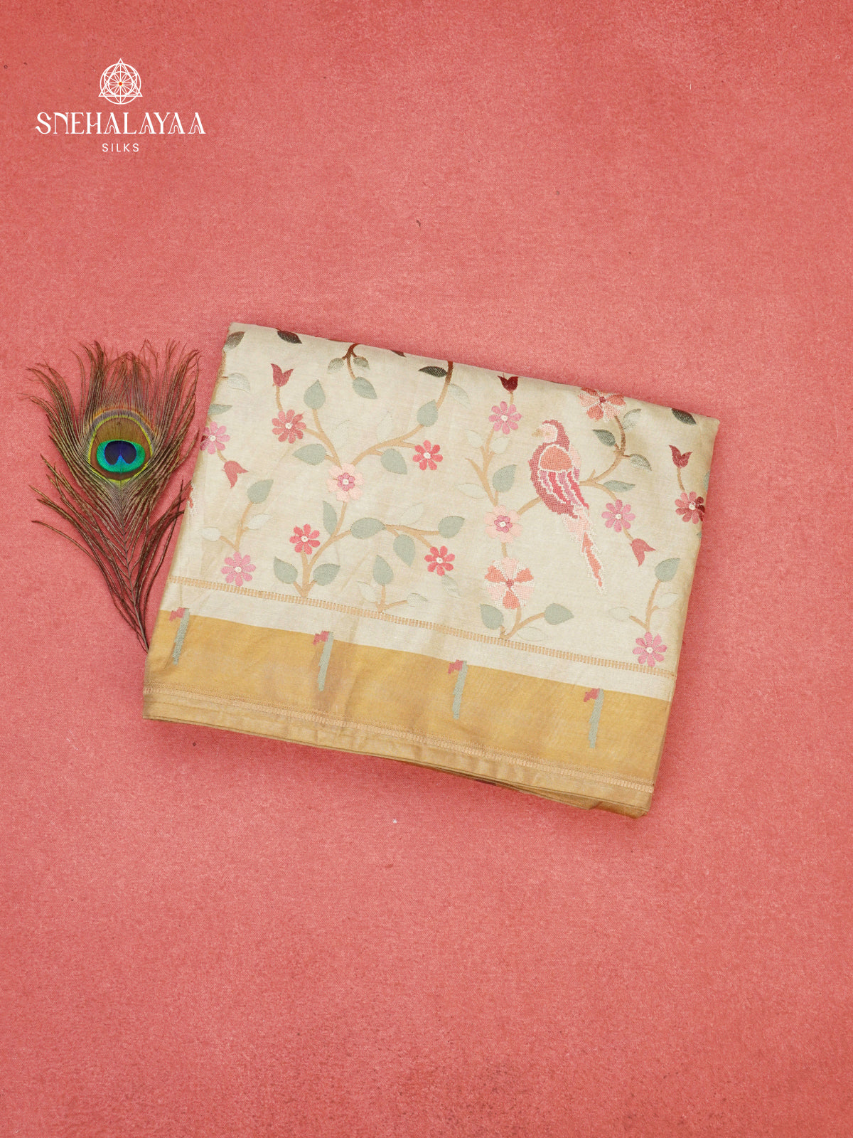 Golden Tissue Embroidery Saree