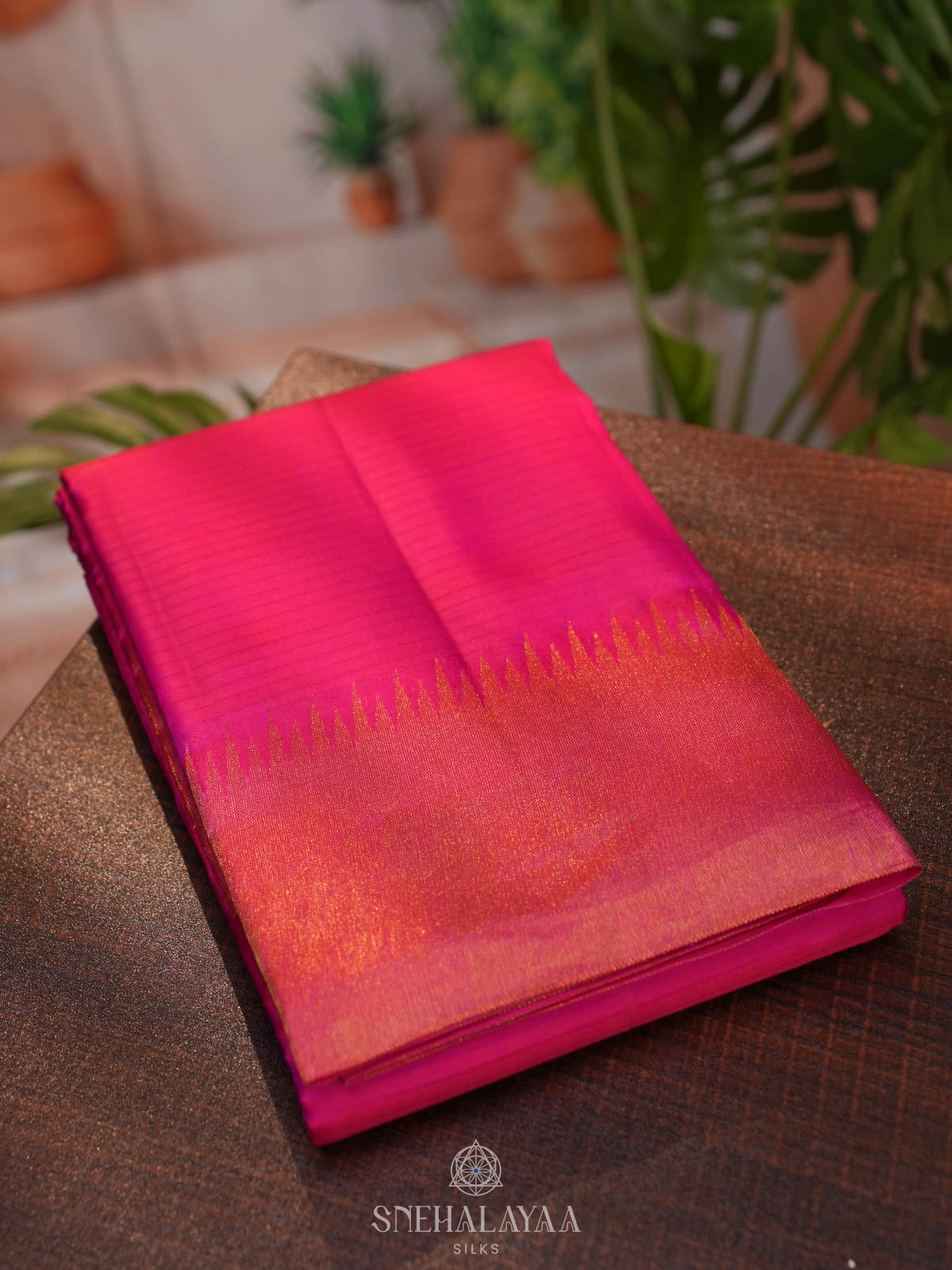 Pink Kanjivaram silk saree