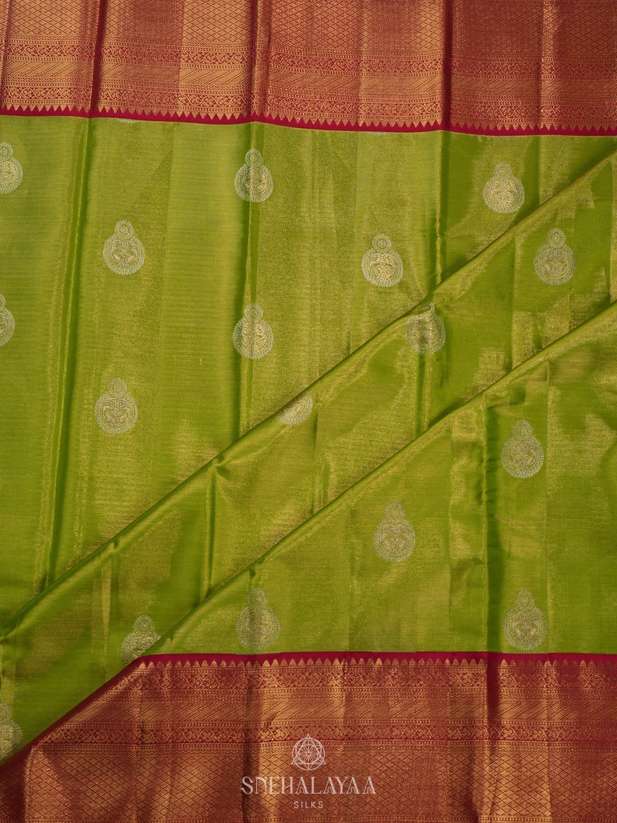 Lime Green Kanjivaram Silk Saree