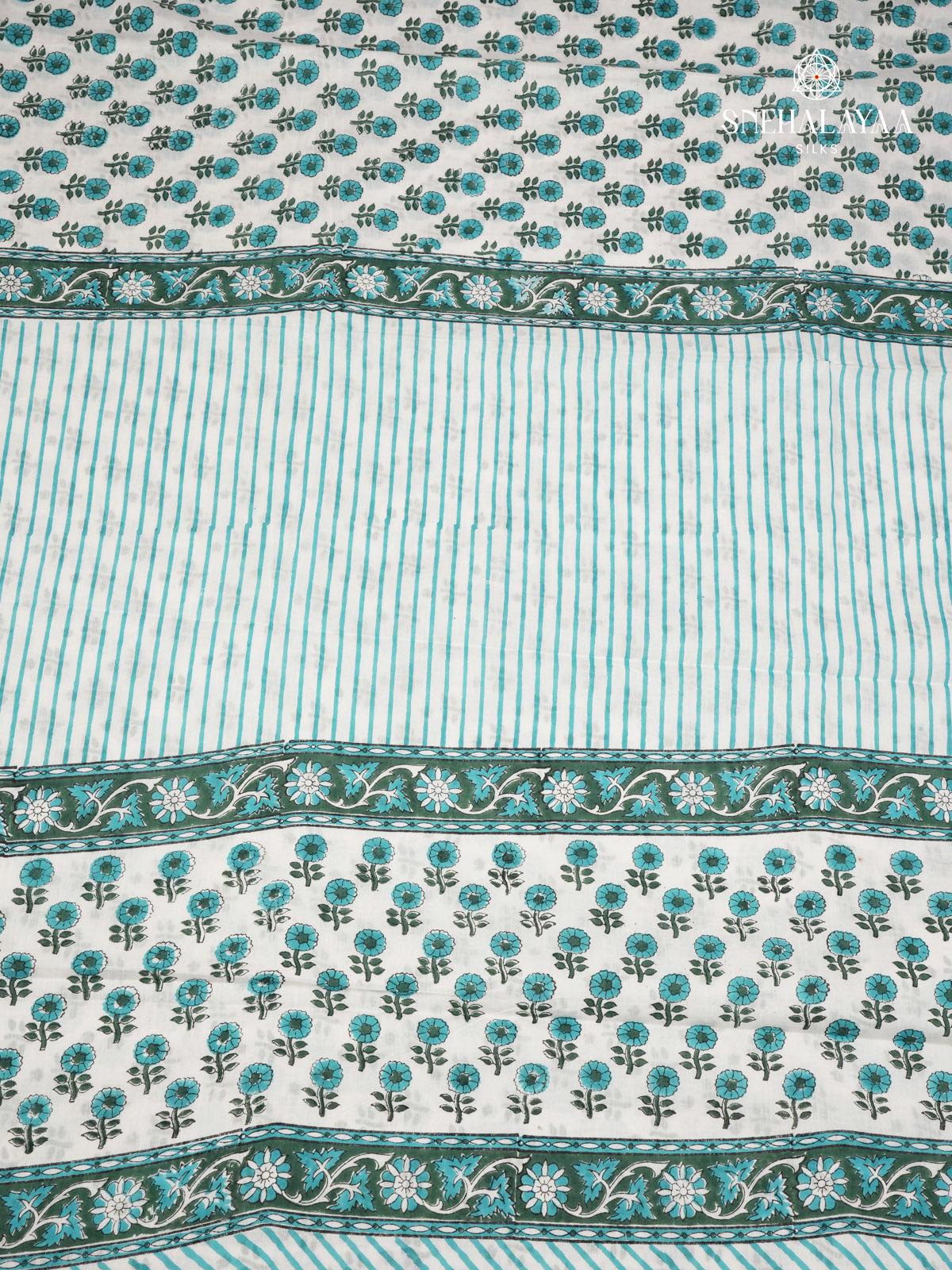 White Jaipur Cotton Saree