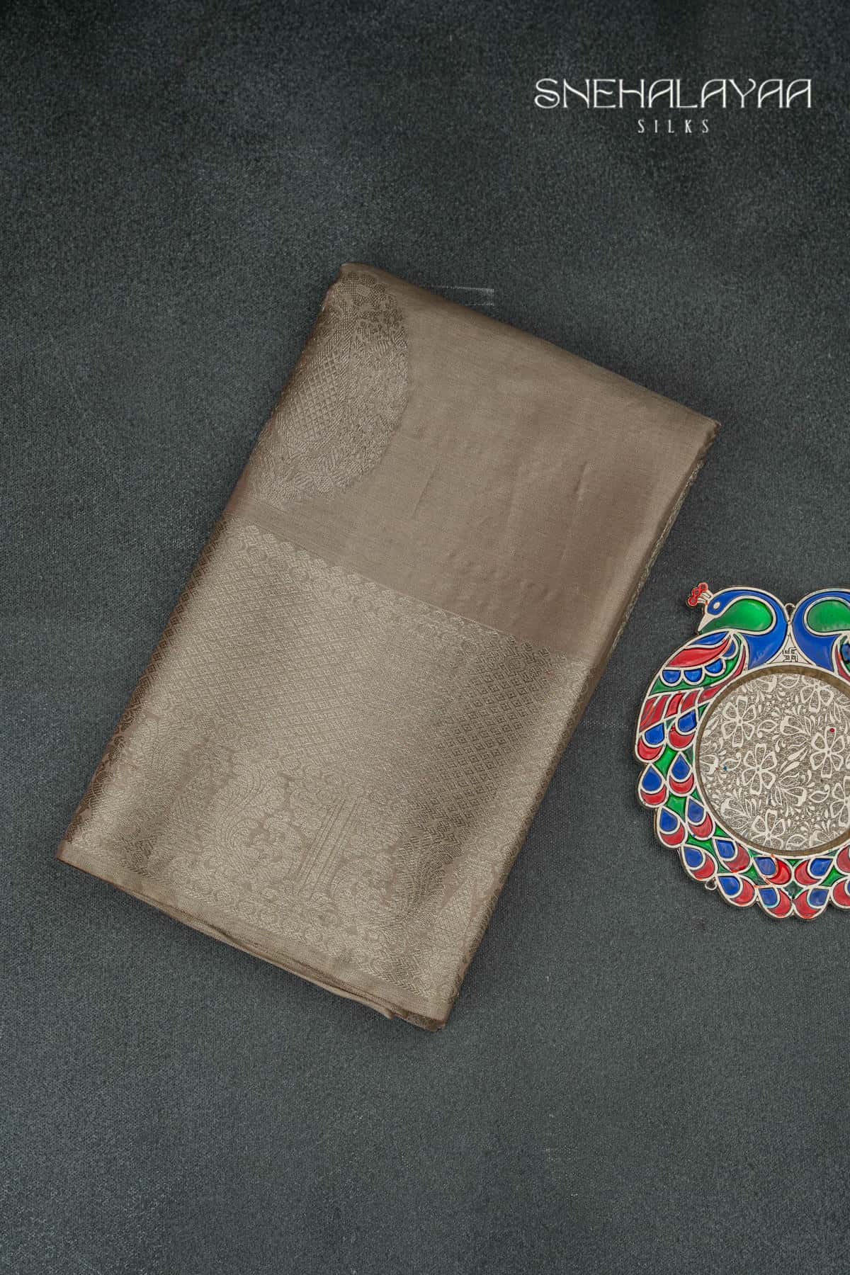 Pastel Brown Kancheevaram Tissue Silk Saree -SPS13501