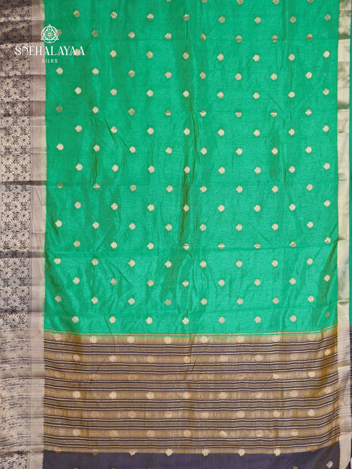Teal Green Raw Silk Saree