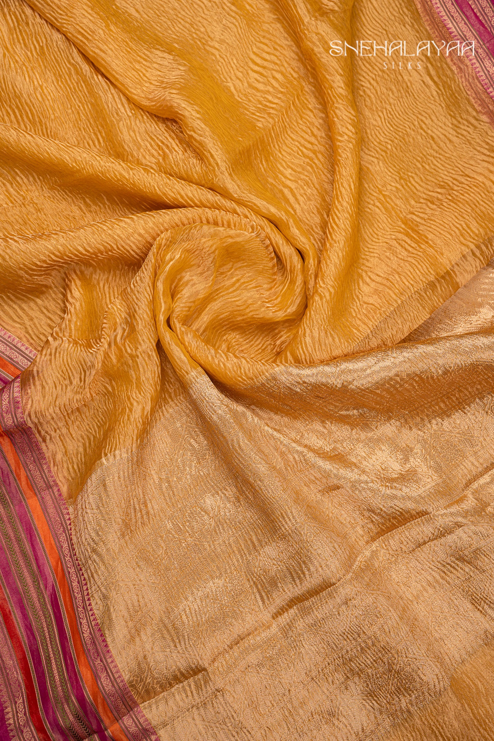 Yellow Crush Tissue Saree