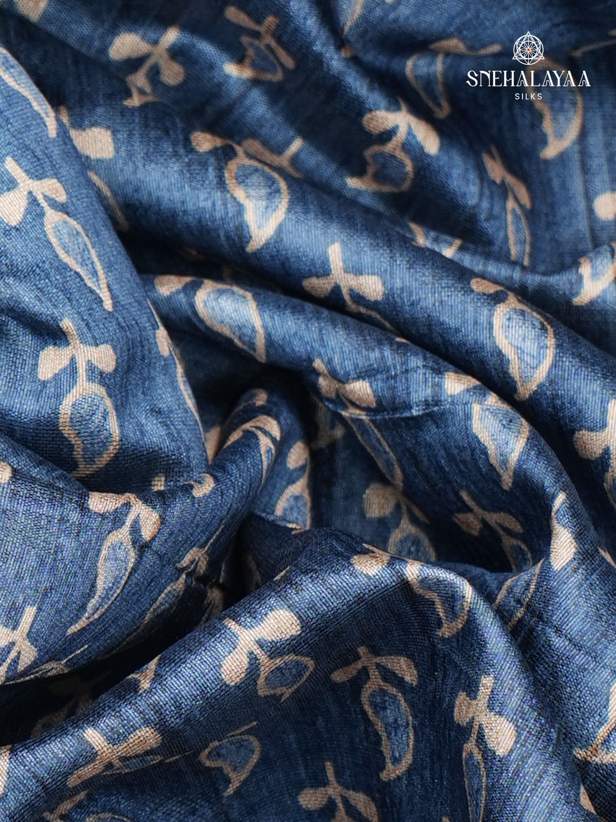 Teal Blue Tussar Embroidery Saree