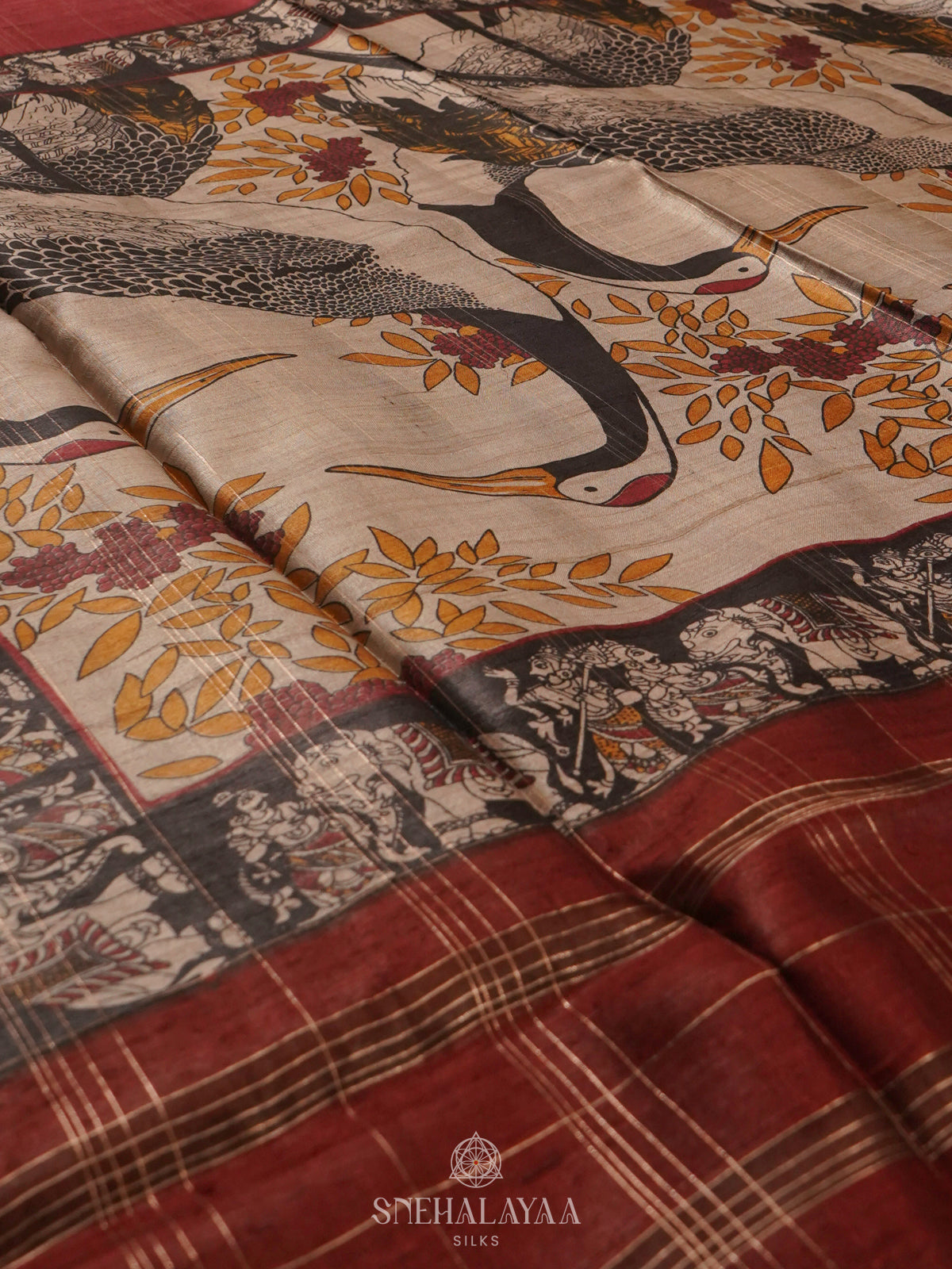 Brown Tussar Saree