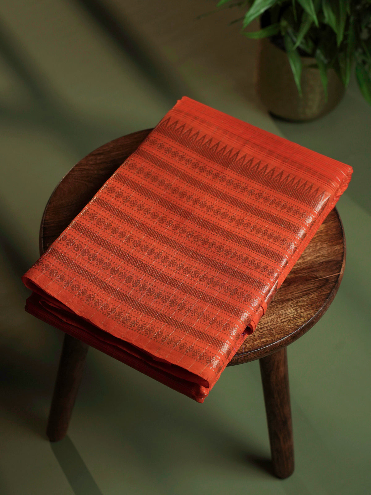 Rust Orange Mangalagiri Silk Cotton Saree
