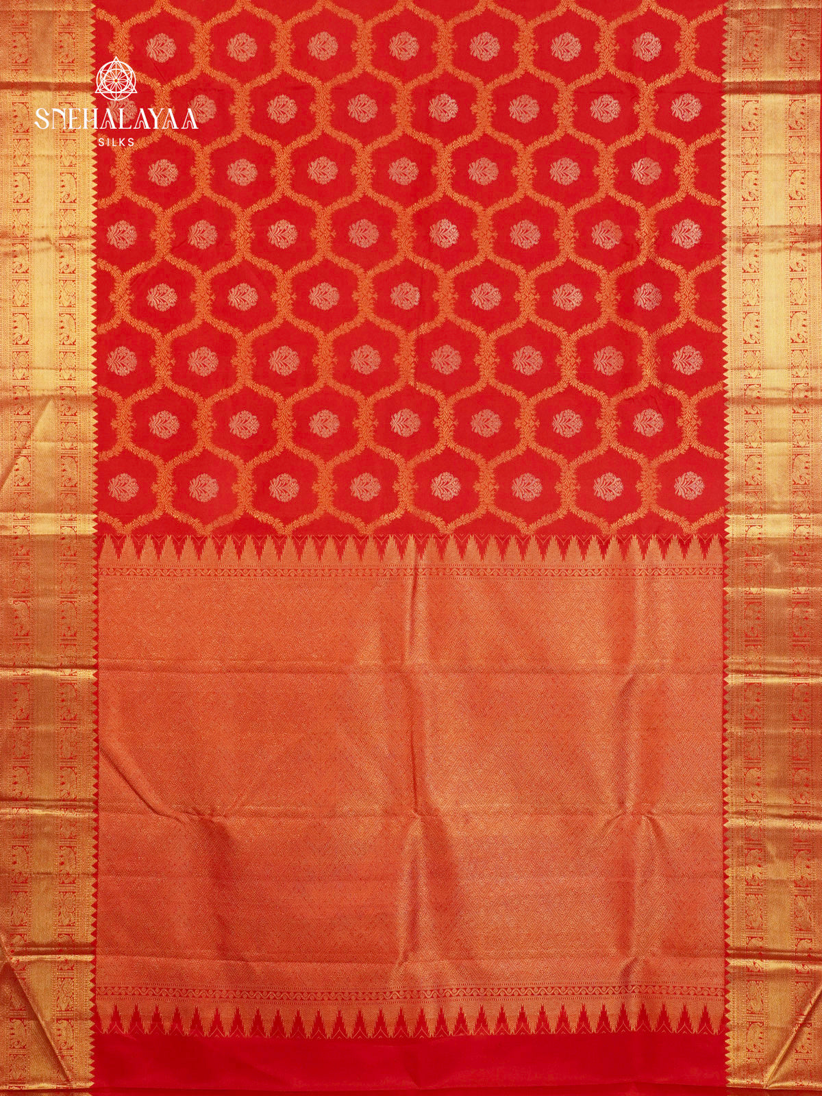 Rust Orange Kanjivaram Silk Saree